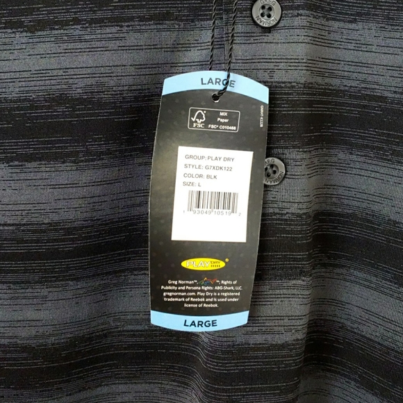 NWT Greg Norman Silver / Grey Stripe Button Polo - Picture 5 of 6